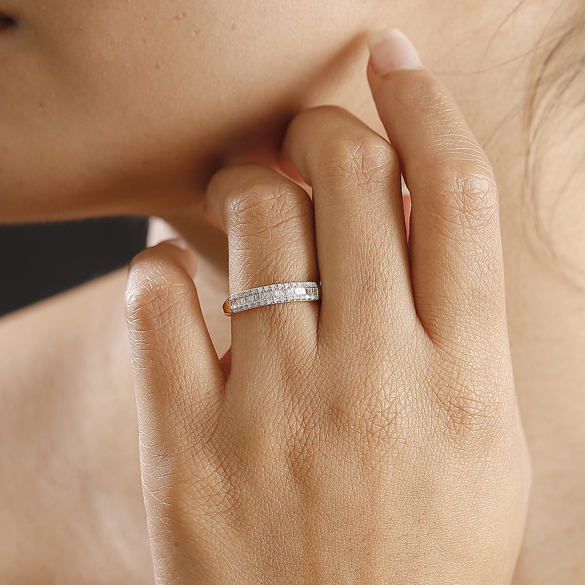 D'Joy Diamond 0.25 ctw Band Ring in 18K Vermeil Rose Gold Over Sterling Silver (Size 8.0) image number 2