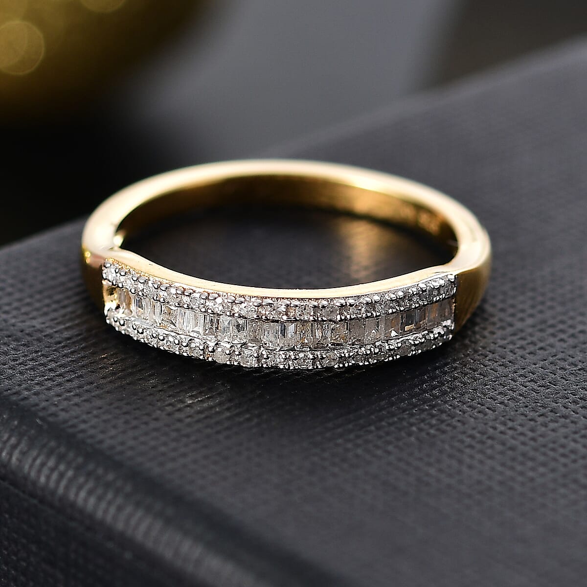 D'Joy Diamond 0.25 ctw Band Ring in 18K Vermeil Yellow Gold Over Sterling Silver (Size 5.0) image number 1