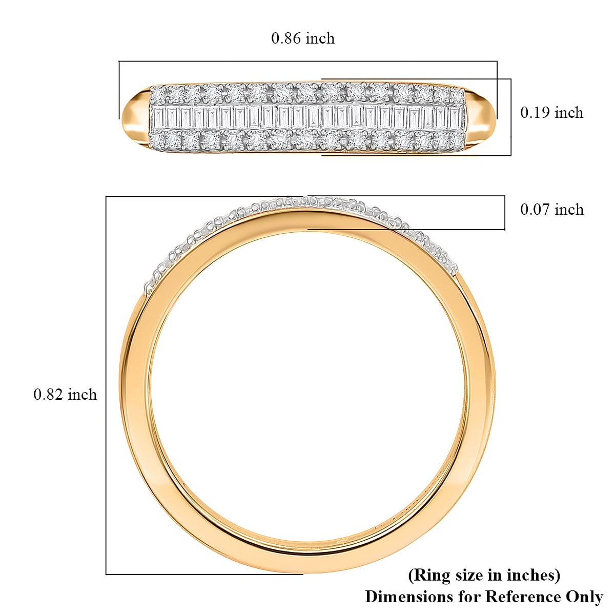 D'Joy Diamond 0.25 ctw Band Ring in 18K Vermeil Yellow Gold Over Sterling Silver (Size 8.0) image number 5