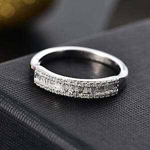 D'Joy Diamond Band Ring in Rhodium Over Sterling Silver 0.25 ctw (Size 10.0)