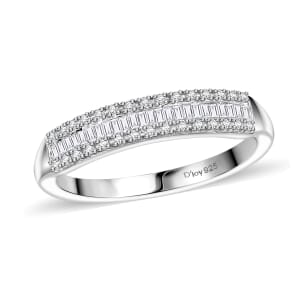 D'Joy Diamond 0.25 ctw Band Ring in Rhodium Over Sterling Silver (Size 6.0)