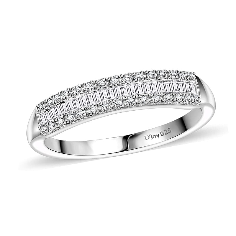 D'Joy Diamond 0.25 ctw Band Ring in Rhodium Over Sterling Silver (Size 7.0)