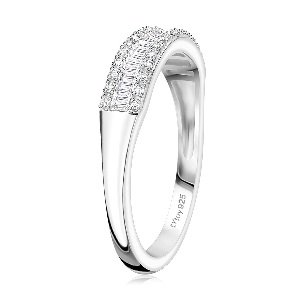 D'Joy Diamond 0.25 ctw Band Ring in Rhodium Over Sterling Silver (Size 7.0)