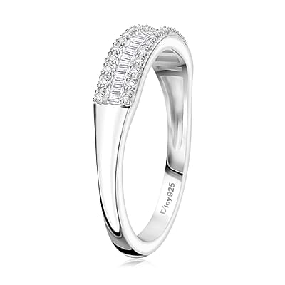 D'Joy Diamond 0.25 ctw Band Ring in Rhodium Over Sterling Silver (Size 7.0)