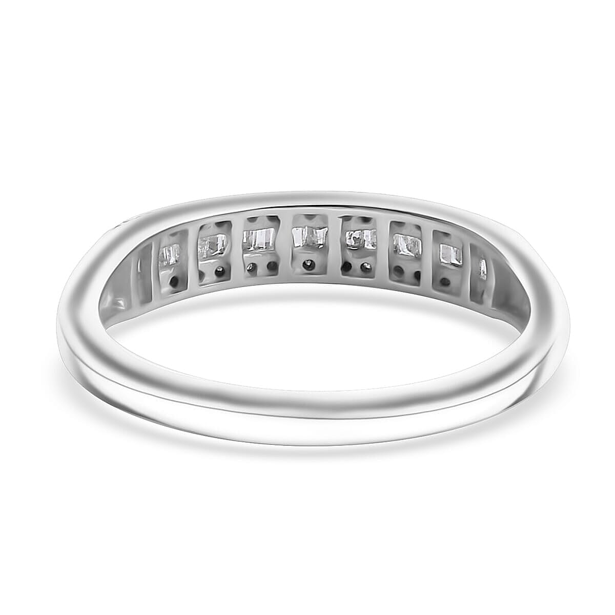 D'Joy Diamond 0.25 ctw Band Ring in Rhodium Over Sterling Silver (Size 7.0)
