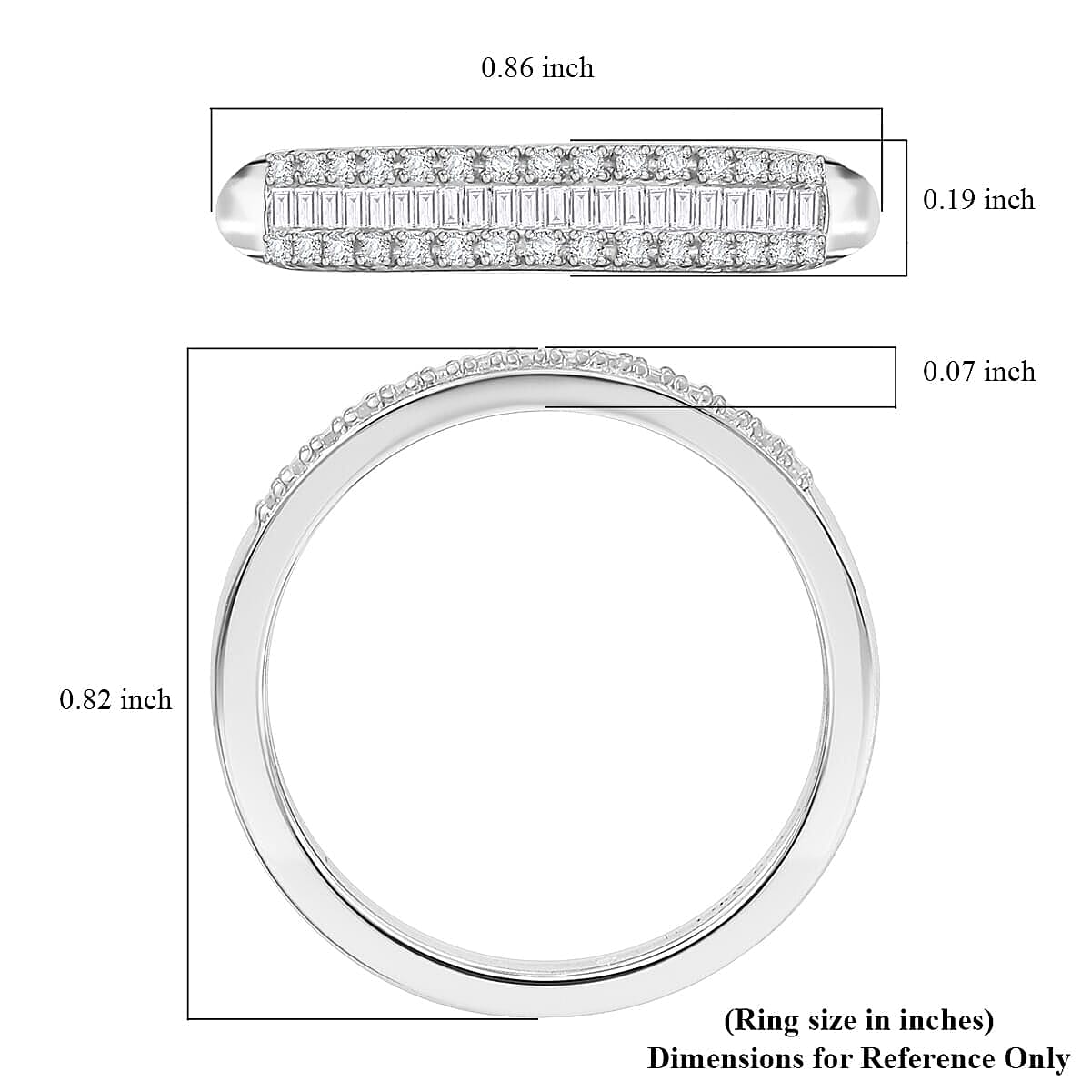 D'Joy Diamond 0.25 ctw Band Ring in Rhodium Over Sterling Silver (Size 7.0)