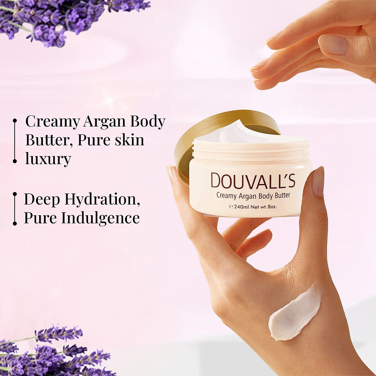 Douvalls Creamy Argan Body Butter 240g - Lavender & Lemon image number 4