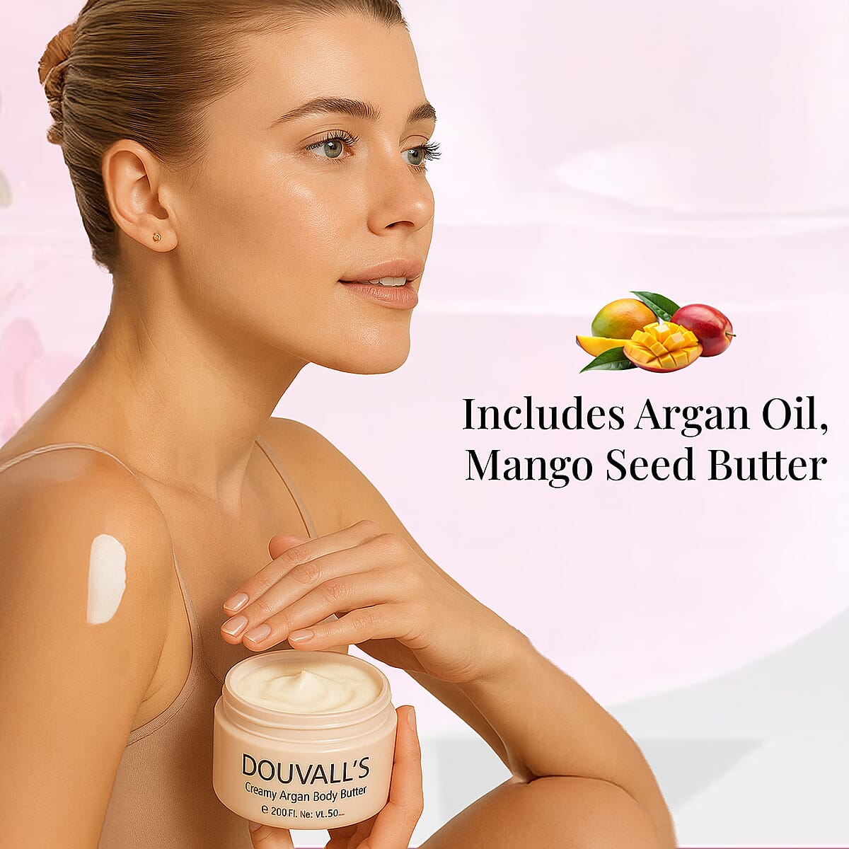 Douvalls Creamy Argan Body Butter (8oz) Pink Grapefruit image number 2