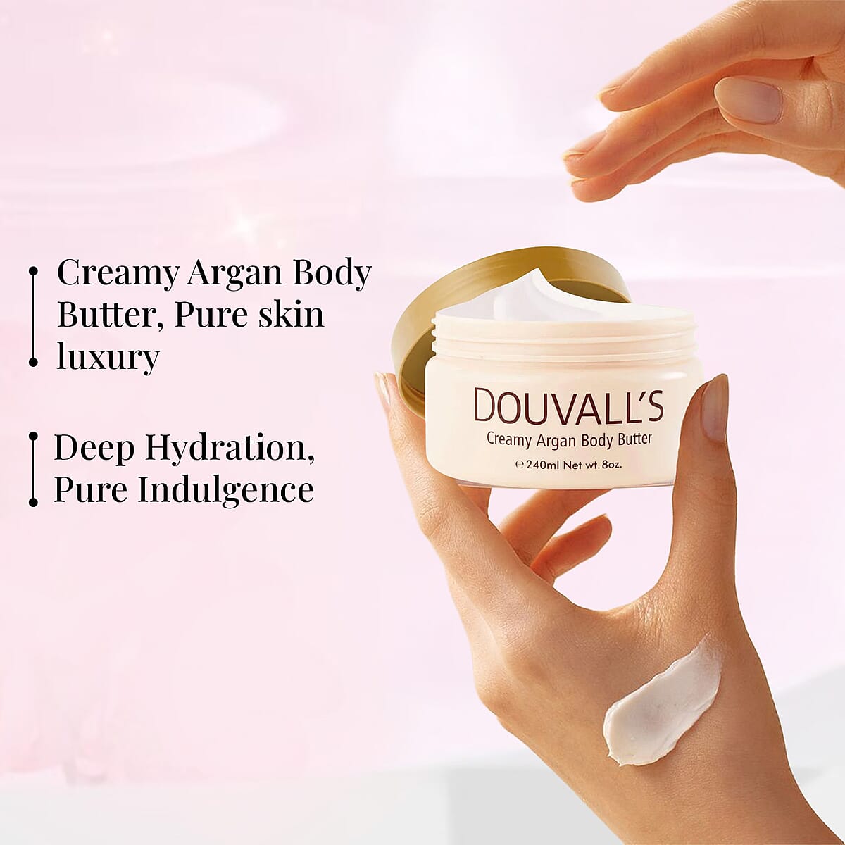 Douvalls Creamy Argan Body Butter (8oz) Pink Grapefruit image number 3