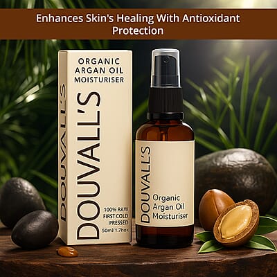 Douvalls Organic 100% Raw Cold Pressed Argan Oil Moisturiser (1.7oz)