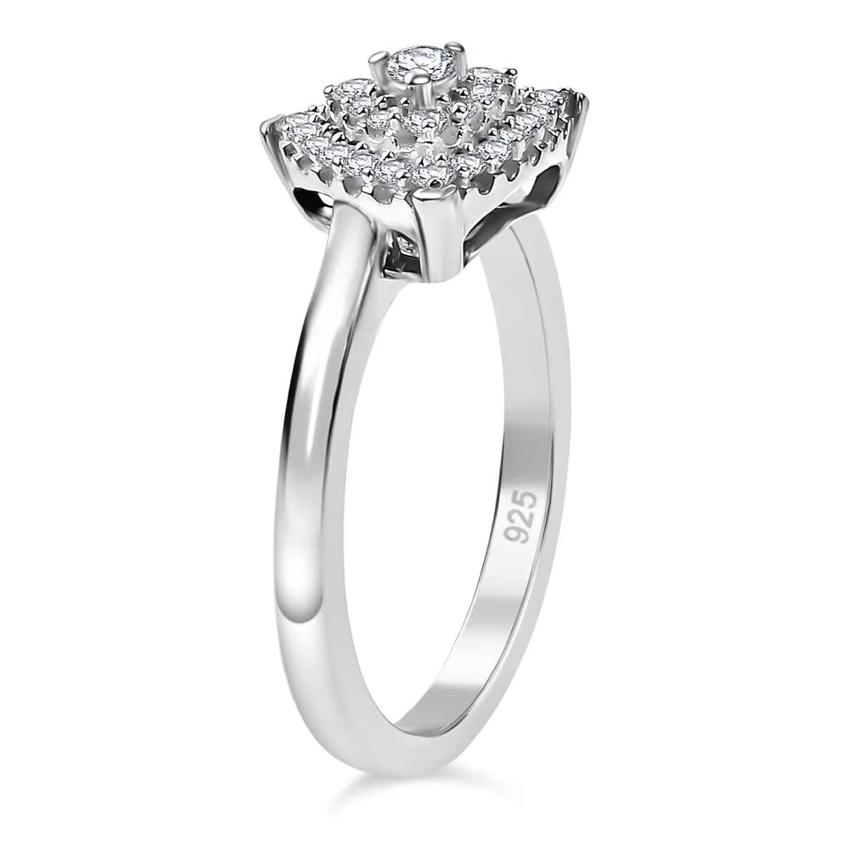 Luxuriant Lab Grown Diamond (SI) Ring in Rhodium Over Sterling Silver (Size 7.0) 0.35 ctw image number 8