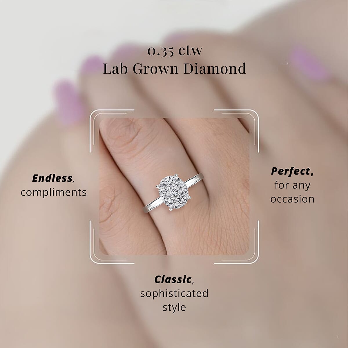 Luxuriant Lab Grown Diamond SI 0.35 ctw Ring in Rhodium Over Sterling Silver (Size 6.0) image number 4