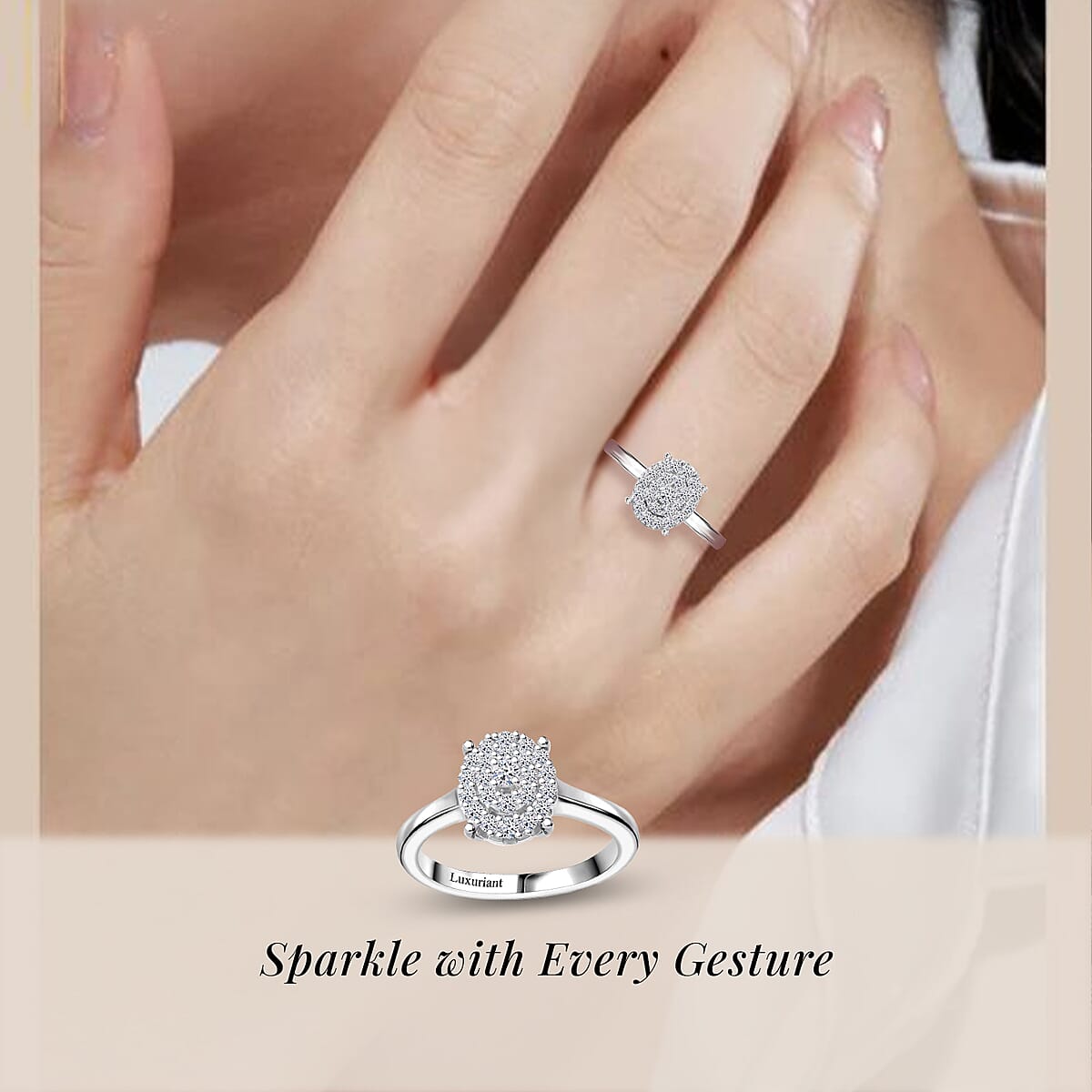 Luxuriant Lab Grown Diamond SI 0.35 ctw Ring in Rhodium Over Sterling Silver (Size 8.0) image number 1