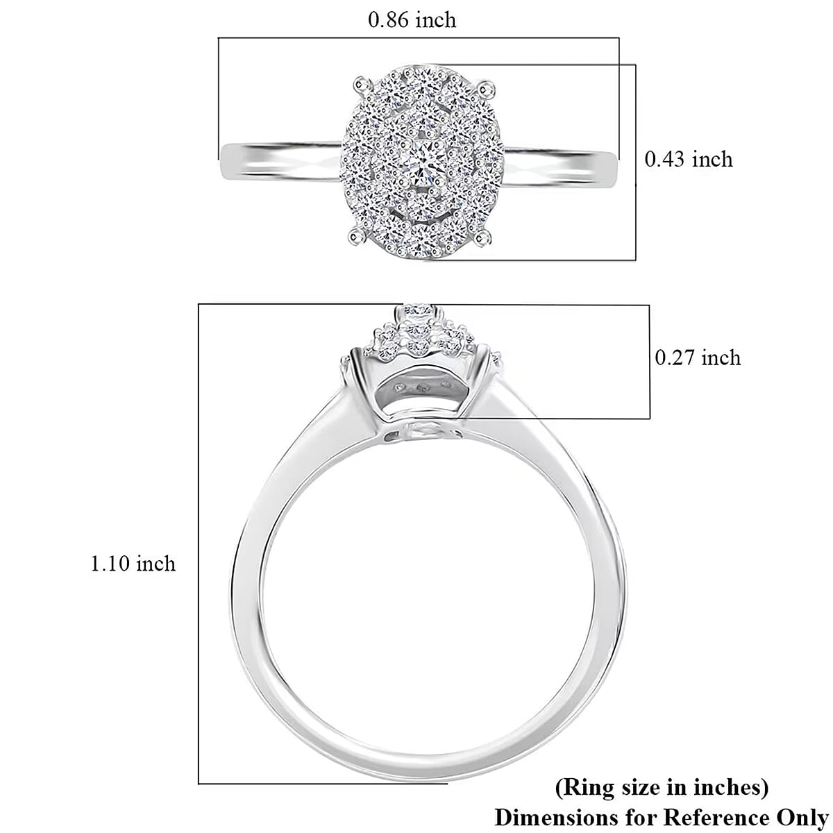 Luxuriant Lab Grown Diamond SI 0.35 ctw Ring in Rhodium Over Sterling Silver (Size 9.0) image number 7