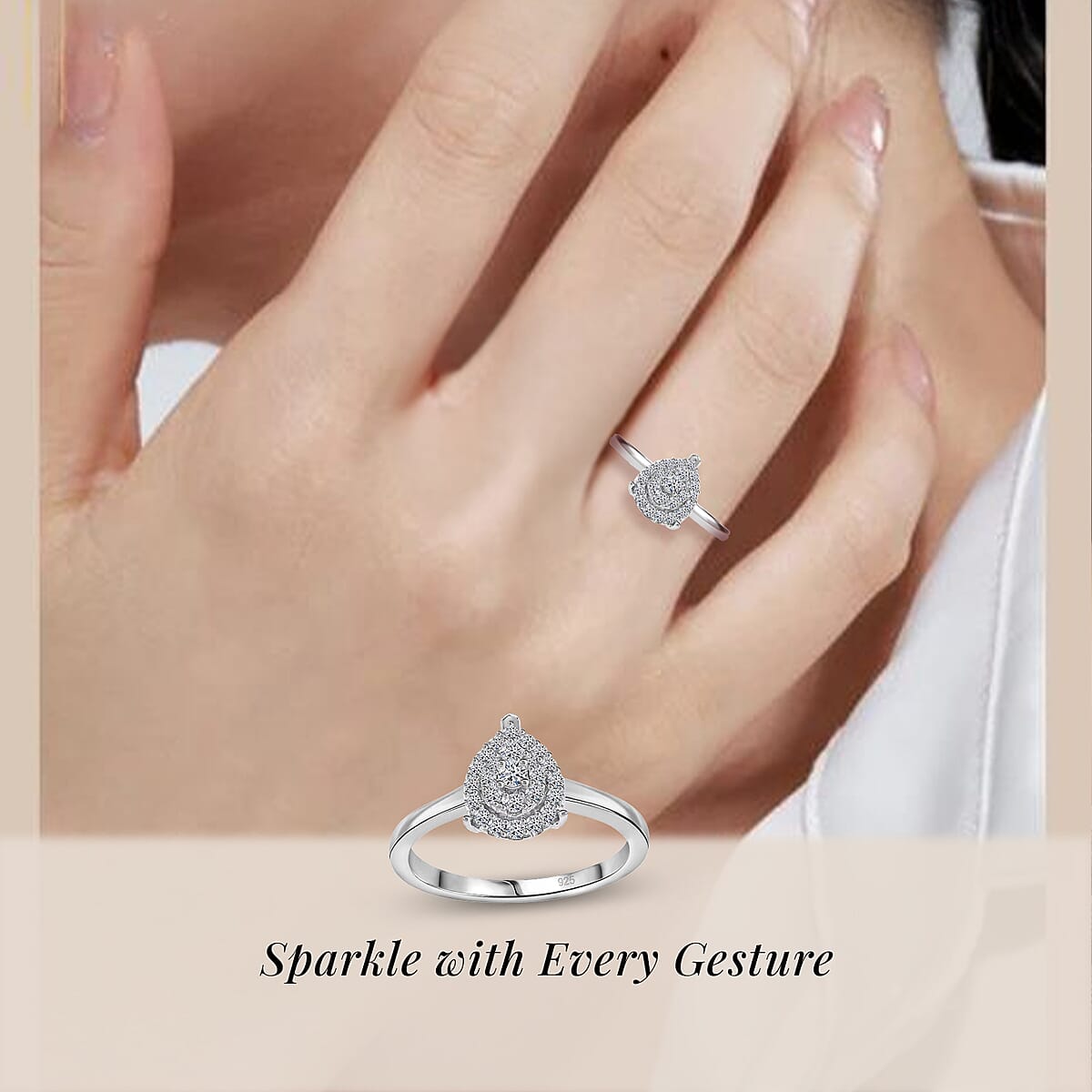 Luxuriant Lab Grown Diamond SI 0.35 ctw Ring in Rhodium Over Sterling Silver (Size 9.0) image number 1