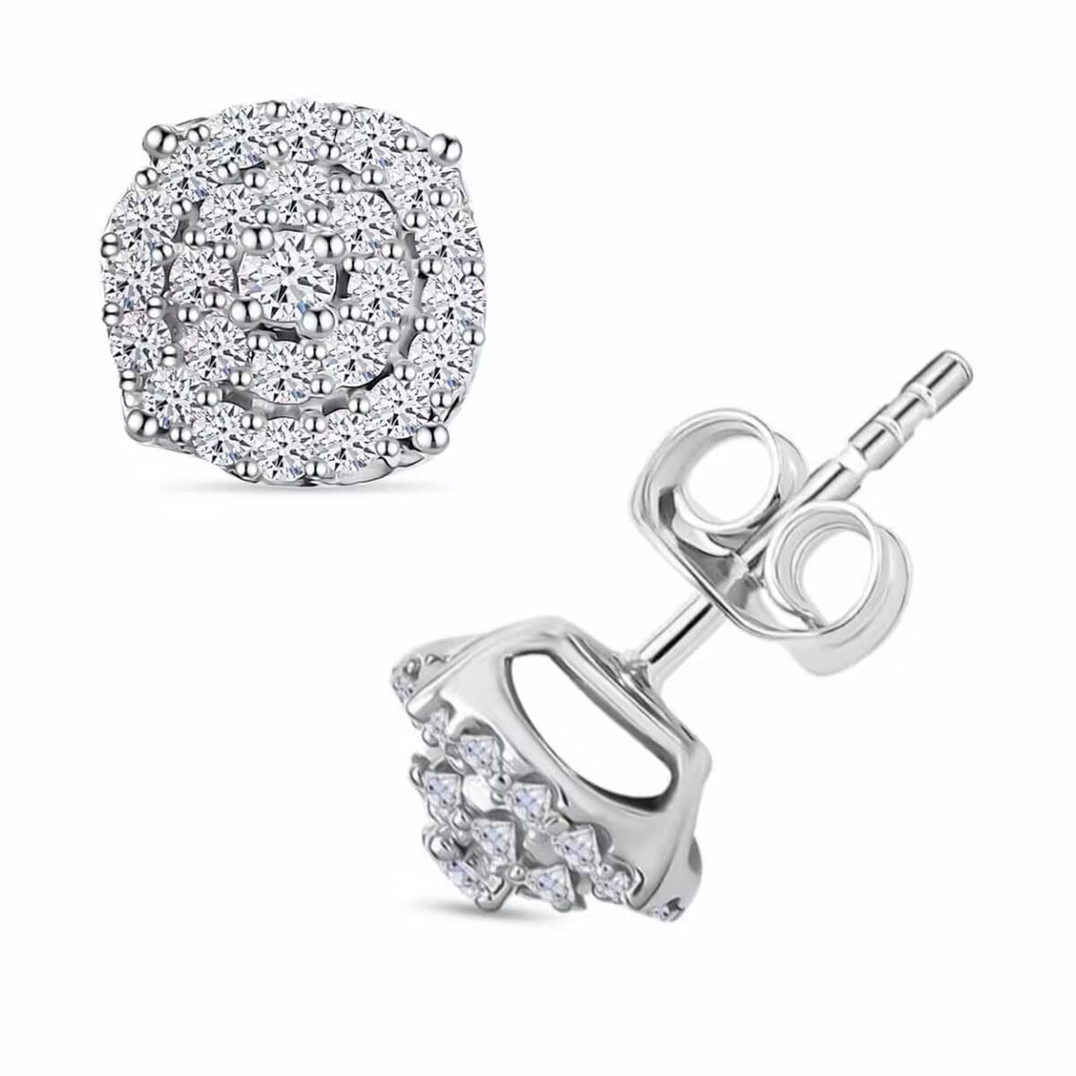 Luxuriant Lab Grown Diamond SI 0.50 ctw Round Shape Stud Earrings in Rhodium Over Sterling Silver image number 0