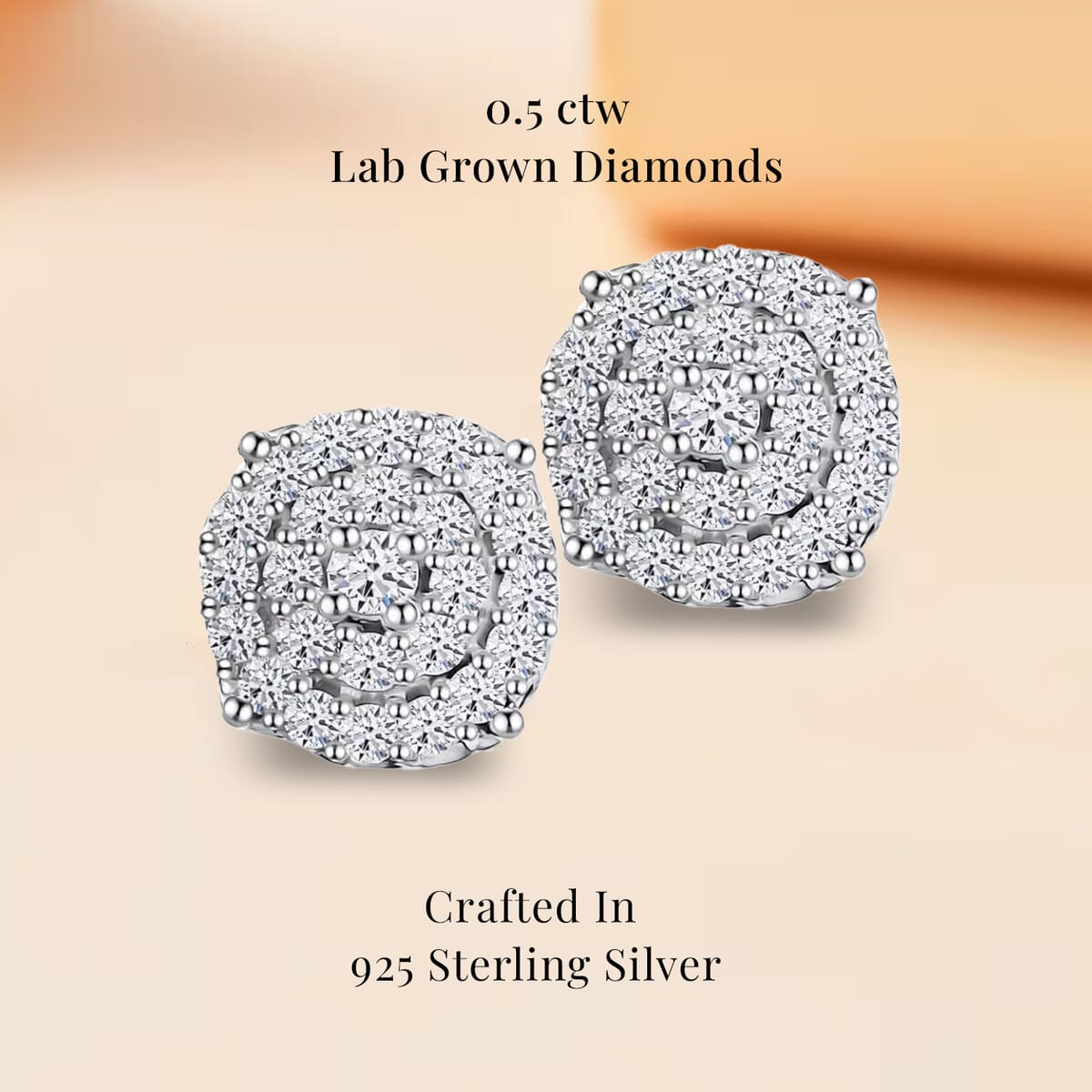 Luxuriant Lab Grown Diamond SI 0.50 ctw Round Shape Stud Earrings in Rhodium Over Sterling Silver image number 2