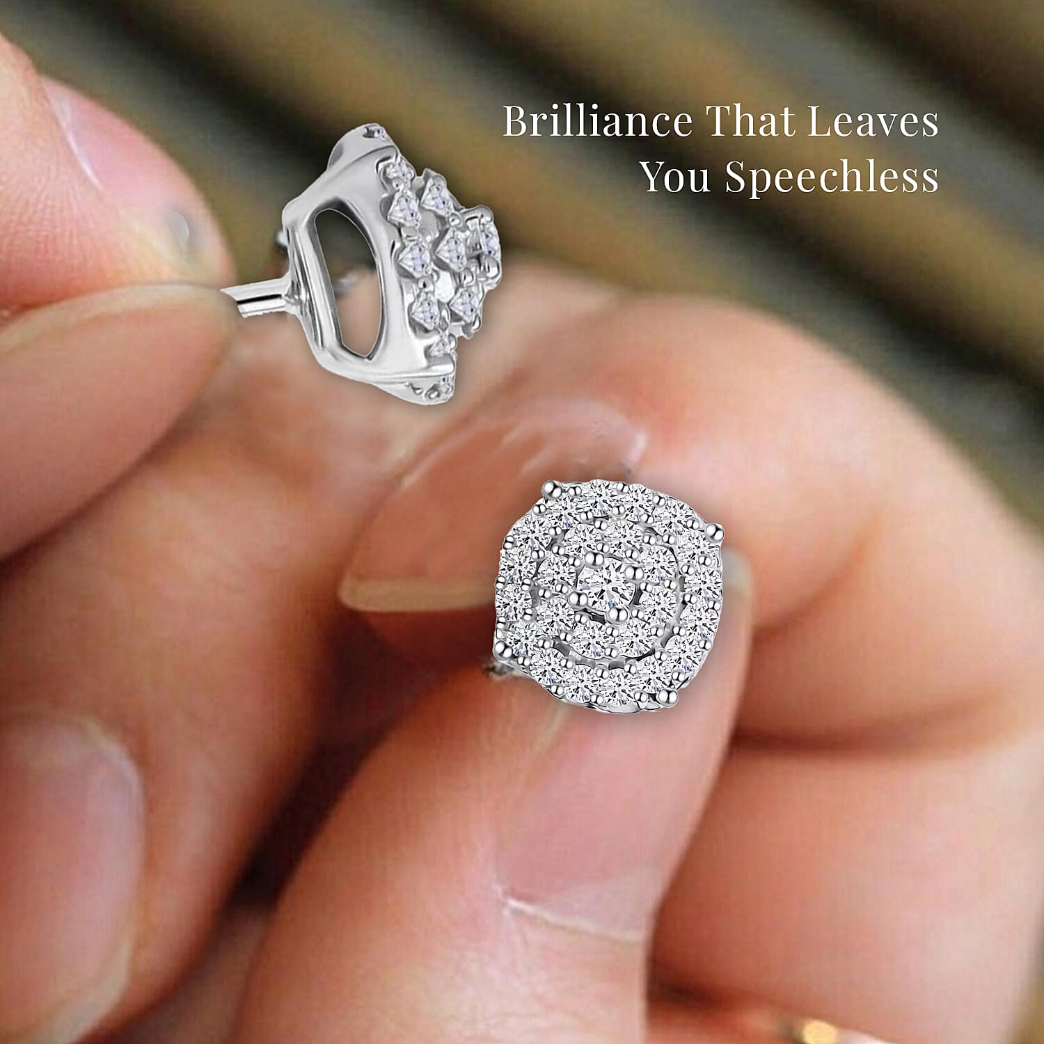 Luxuriant Lab Grown Diamond SI 0.50 ctw Round Shape Stud Earrings in Rhodium Over Sterling Silver