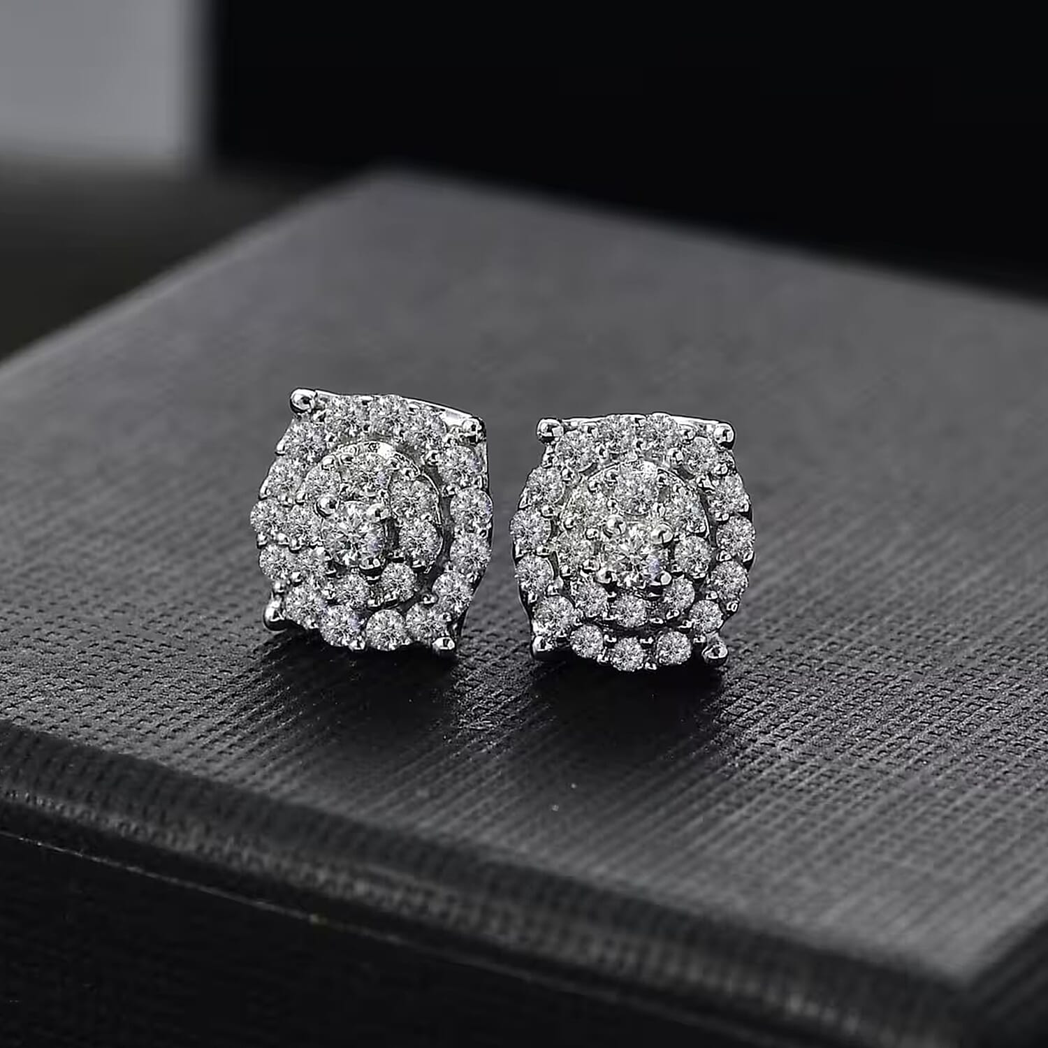Luxuriant Lab Grown Diamond SI 0.50 ctw Round Shape Stud Earrings in Rhodium Over Sterling Silver