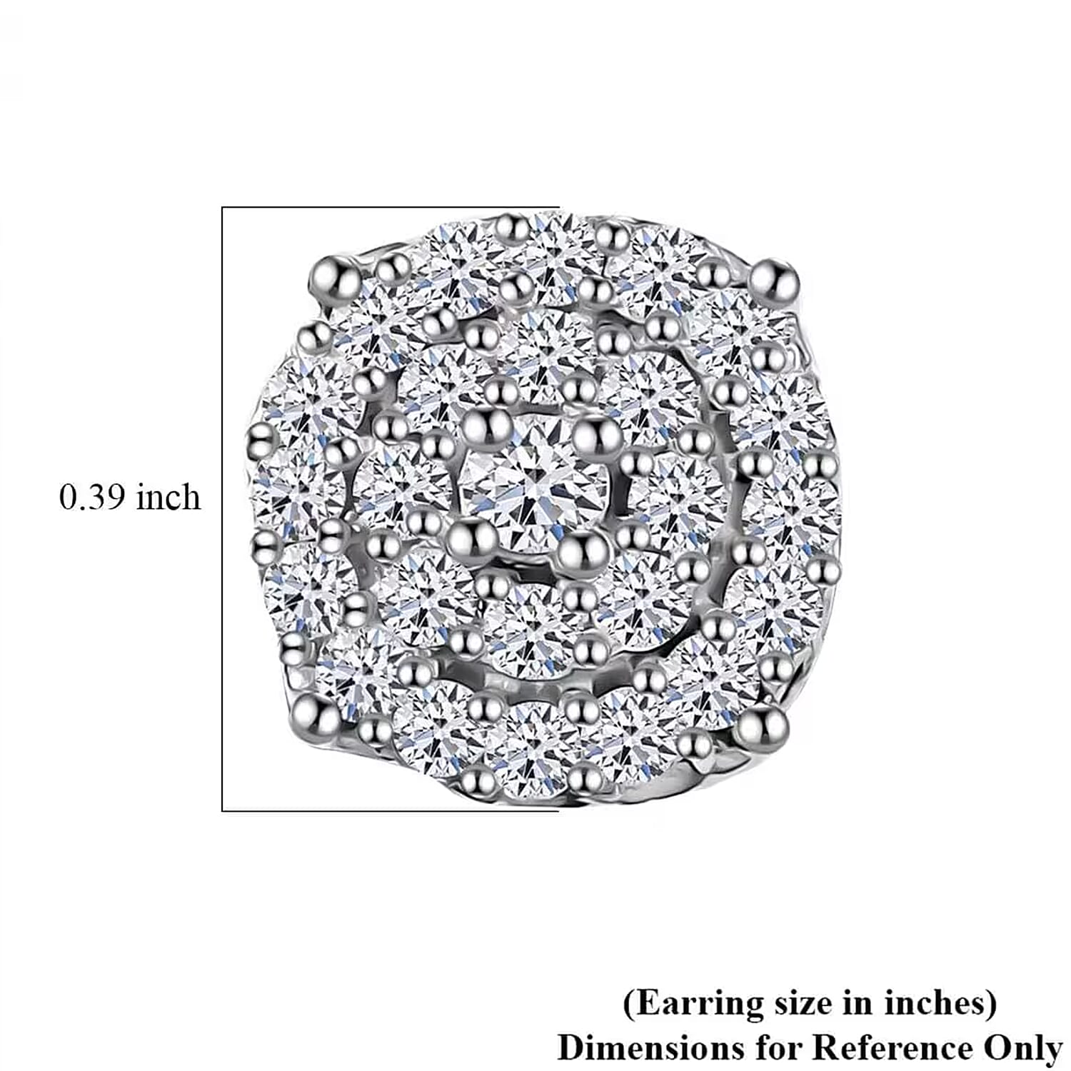 Luxuriant Lab Grown Diamond SI 0.50 ctw Round Shape Stud Earrings in Rhodium Over Sterling Silver