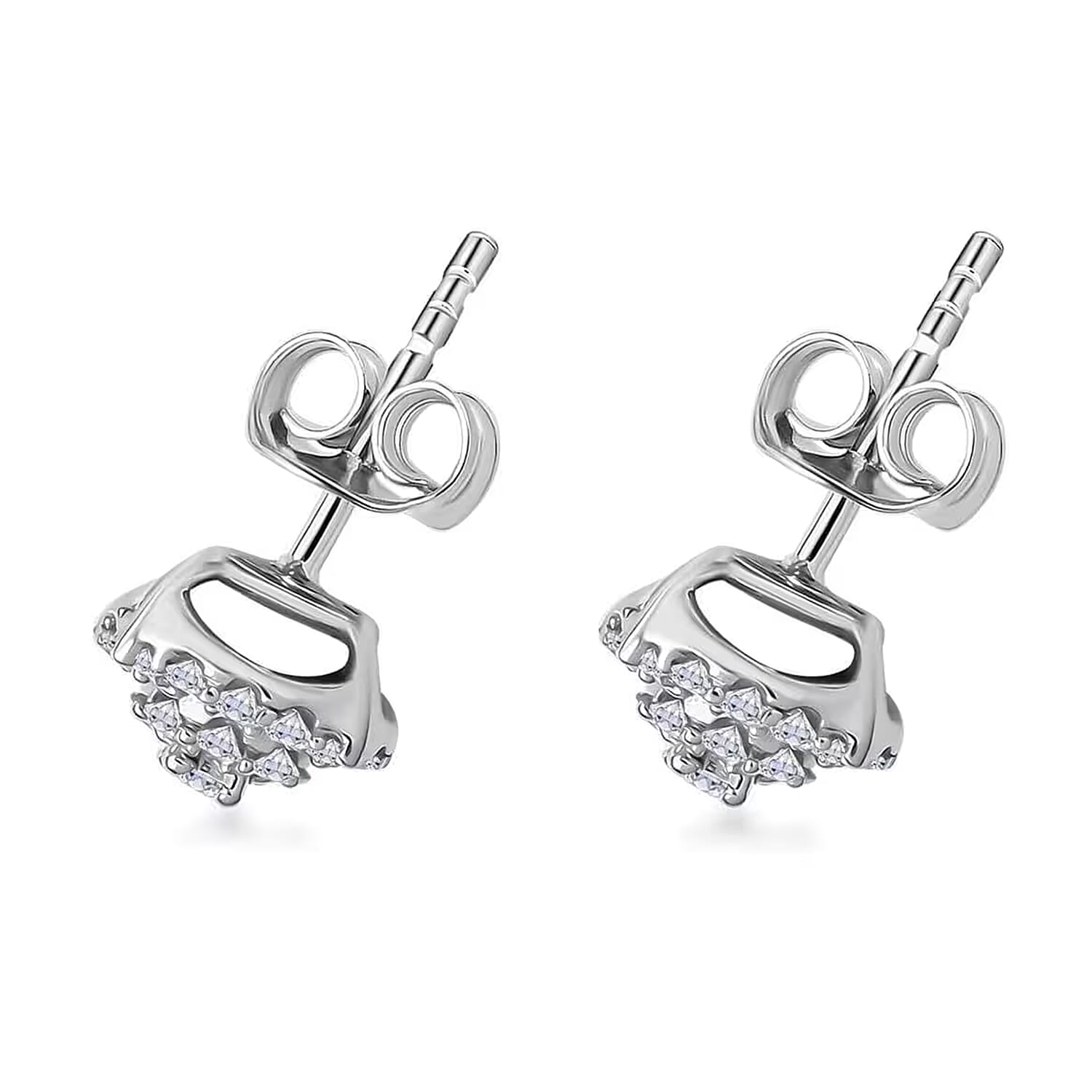 Luxuriant Lab Grown Diamond SI 0.50 ctw Round Shape Stud Earrings in Rhodium Over Sterling Silver