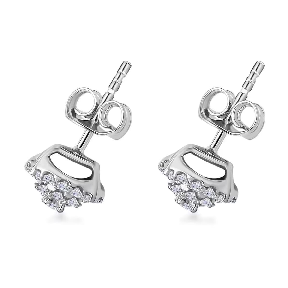Luxuriant Lab Grown Diamond SI 0.50 ctw Round Shape Stud Earrings in Rhodium Over Sterling Silver image number 9