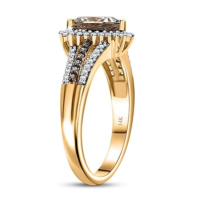 Luxoro AAA Turkizite, I2 Natural Champagne and Diamond 2.35 ctw Vintage Luxe Ring in 14K Yellow Gold (Size 10.0)