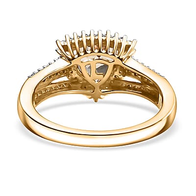 Luxoro AAA Turkizite, I2 Natural Champagne and Diamond 2.35 ctw Vintage Luxe Ring in 14K Yellow Gold (Size 10.0)