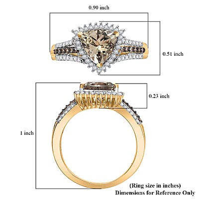Luxoro AAA Turkizite, I2 Natural Champagne and Diamond 2.35 ctw Vintage Luxe Ring in 14K Yellow Gold (Size 10.0)
