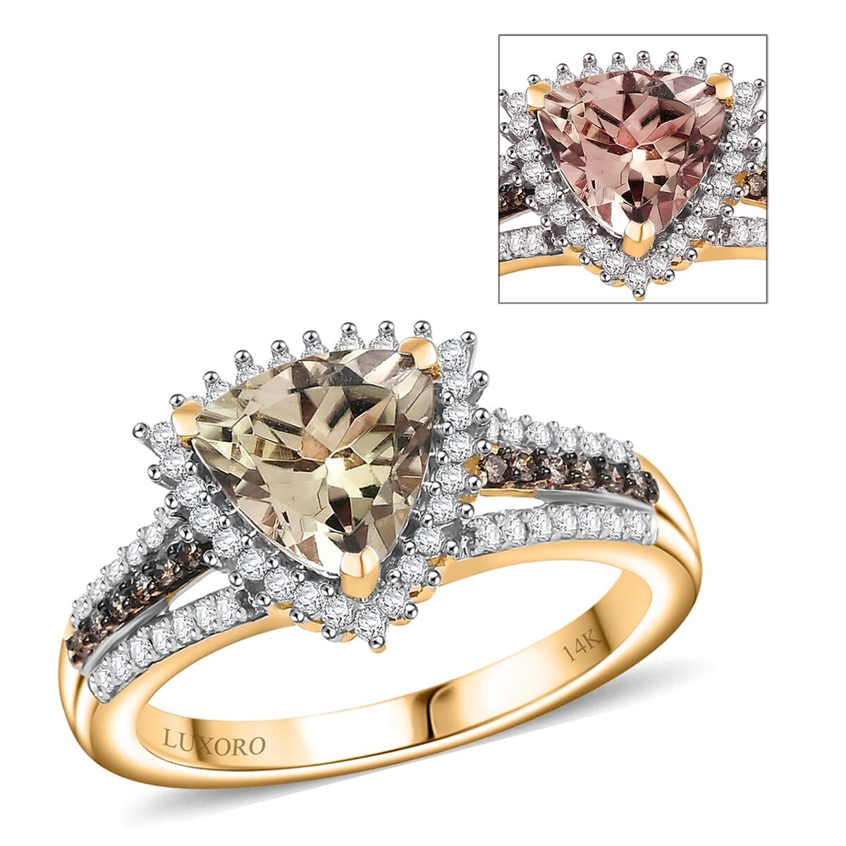 Luxoro AAA Turkizite, I2 Natural Champagne and Diamond 2.35 ctw Vintage Luxe Ring in 14K Yellow Gold (Size 6.0) image number 0