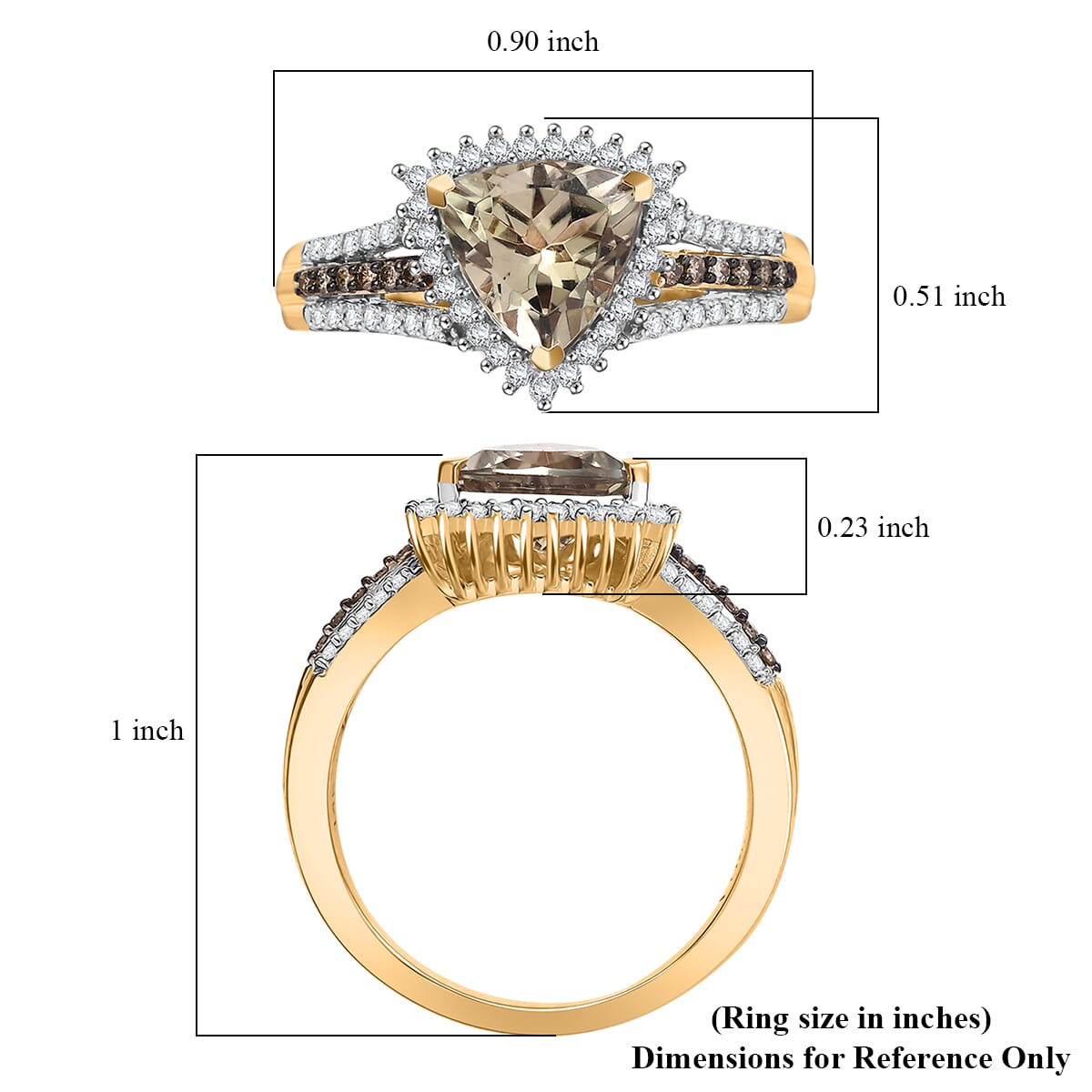 Luxoro AAA Turkizite, I2 Natural Champagne and Diamond 2.35 ctw Vintage Luxe Ring in 14K Yellow Gold (Size 6.0) image number 5