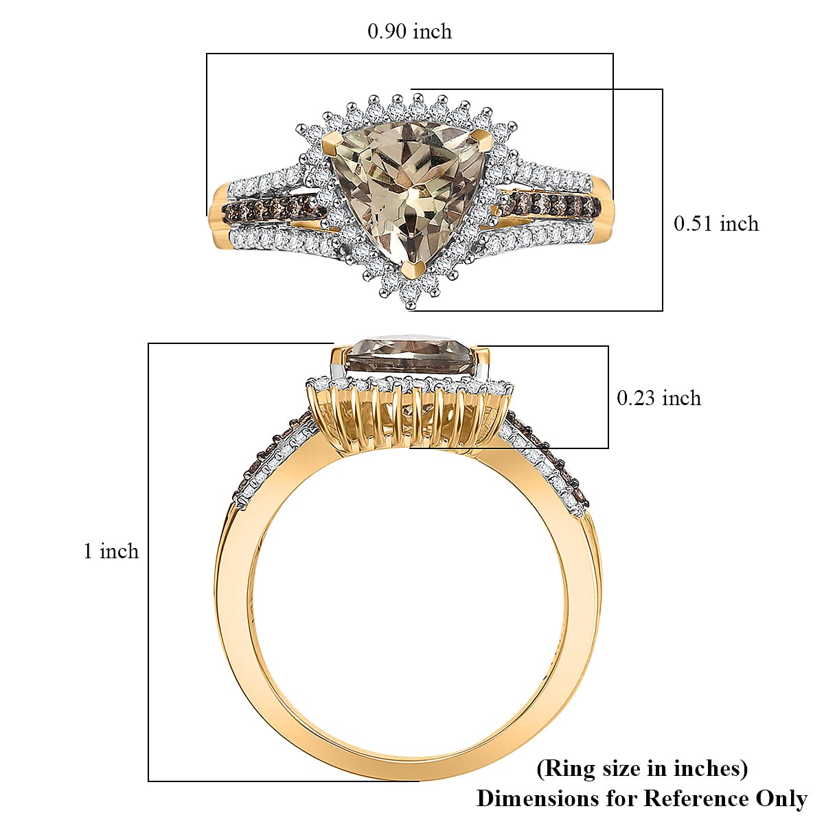 Luxoro AAA Turkizite, I2 Natural Champagne and Diamond 2.35 ctw Vintage Luxe Ring in 14K Yellow Gold (Size 8.0) image number 5