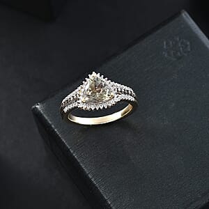 Luxoro 14K Yellow Gold AAA Turkizite, Natural Champagne and Diamond (I2) Vintage Luxe Ring (Size 9.5) 2.35 ctw