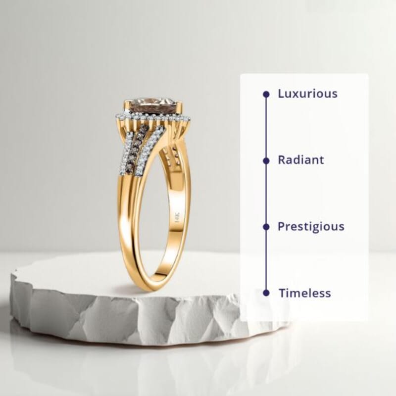 Luxoro AAA Turkizite, I2 Natural Champagne and Diamond 2.15 ctw Vintage Luxe Ring in 14K Yellow Gold (Size 10.0)