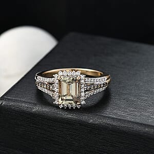 Luxoro 14K Yellow Gold AAA Turkizite, Natural Champagne and Diamond (I2) Vintage Luxe Ring (Size 10.5) 2.15 ctw