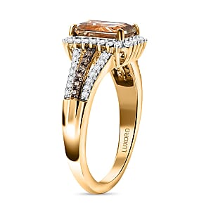 Luxoro 14K Yellow Gold AAA Turkizite, Natural Champagne and Diamond (I2) Vintage Luxe Ring (Size 7.5) 2.15 ctw