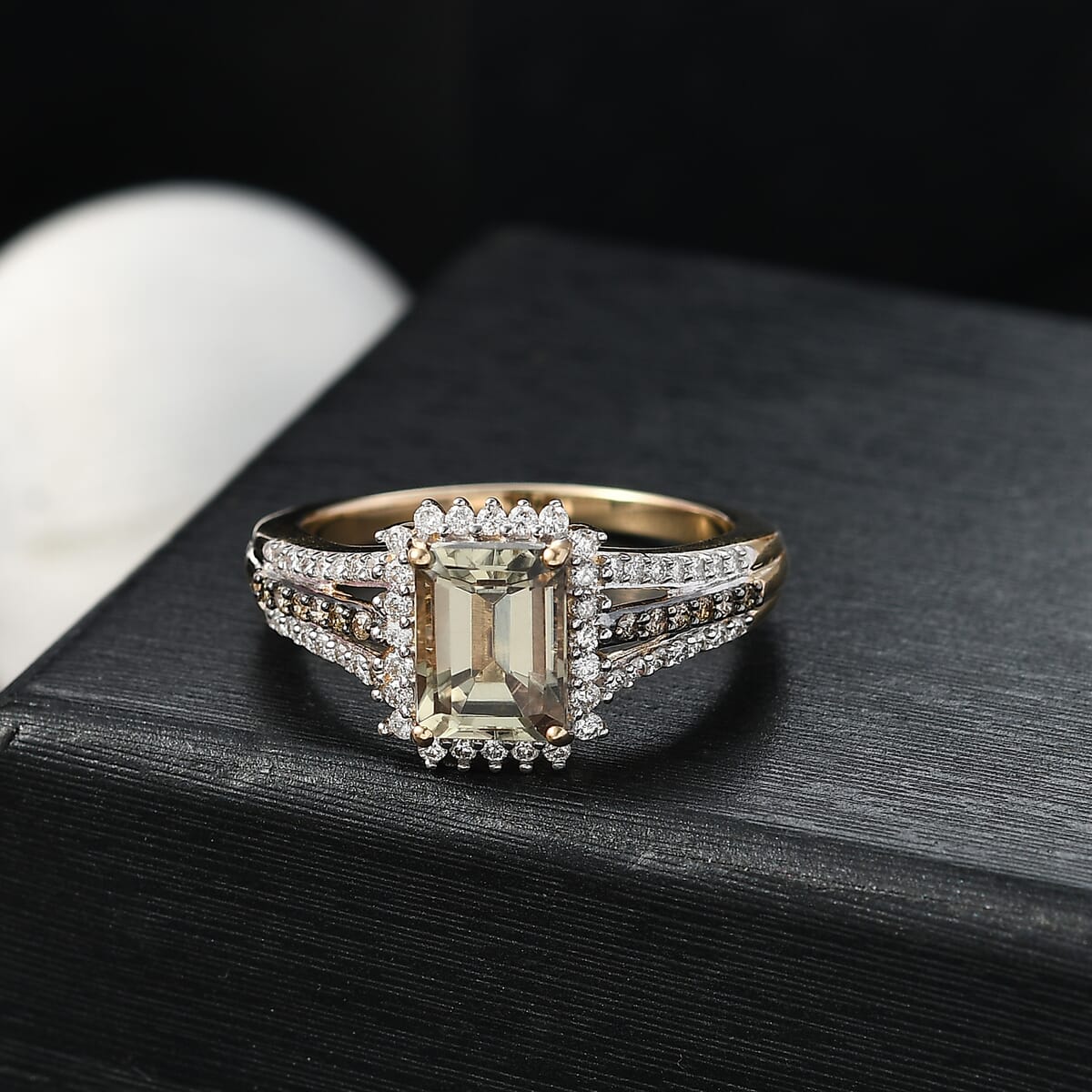 Luxoro AAA Turkizite, I2 Natural Champagne and Diamond 2.15 ctw Vintage Luxe Ring in 14K Yellow Gold (Size 8.0) image number 1