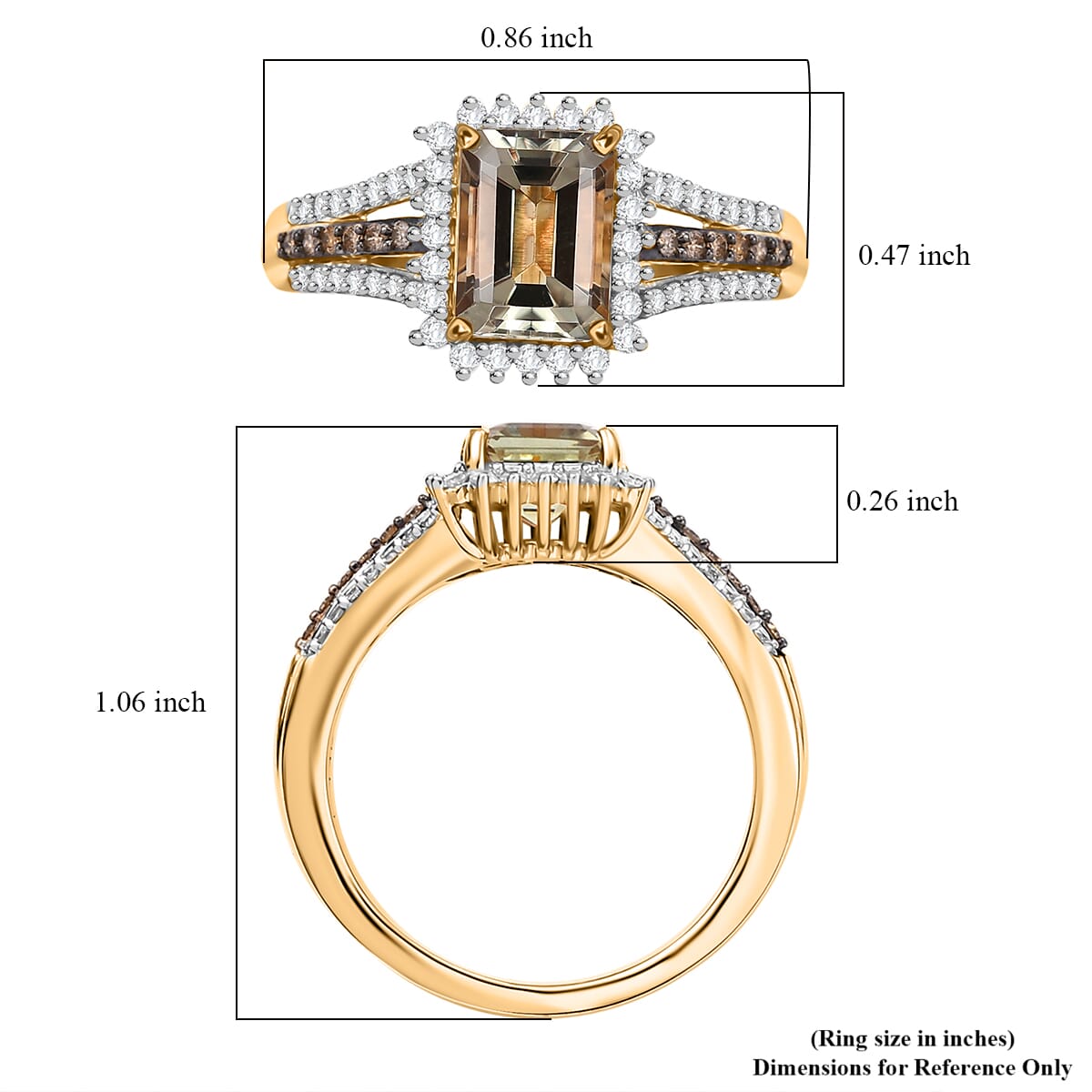 Luxoro AAA Turkizite, I2 Natural Champagne and Diamond 2.15 ctw Vintage Luxe Ring in 14K Yellow Gold (Size 8.0) image number 5