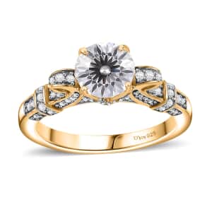 Crisantemo Cut Moissanite 1.80 ctw Vine Grace Ring in 18K Vermeil Yellow Gold Over Sterling Silver (Size 10.0) 