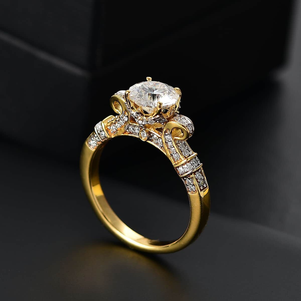 Crisantemo Cut Moissanite 1.80 ctw Vine Grace Ring in 18K Vermeil Yellow Gold Over Sterling Silver (Size 10.0)  image number 1