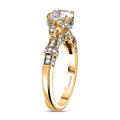 D'Joy Crisantemo Cut Moissanite 1.80 ctw Vine Grace Ring in 18K Vermeil Yellow Gold Over Sterling Silver (Size 10.0) 
