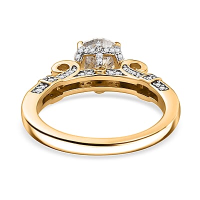 D'Joy Crisantemo Cut Moissanite 1.80 ctw Vine Grace Ring in 18K Vermeil Yellow Gold Over Sterling Silver (Size 10.0) 