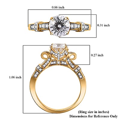 D'Joy Crisantemo Cut Moissanite 1.80 ctw Vine Grace Ring in 18K Vermeil Yellow Gold Over Sterling Silver (Size 10.0) 