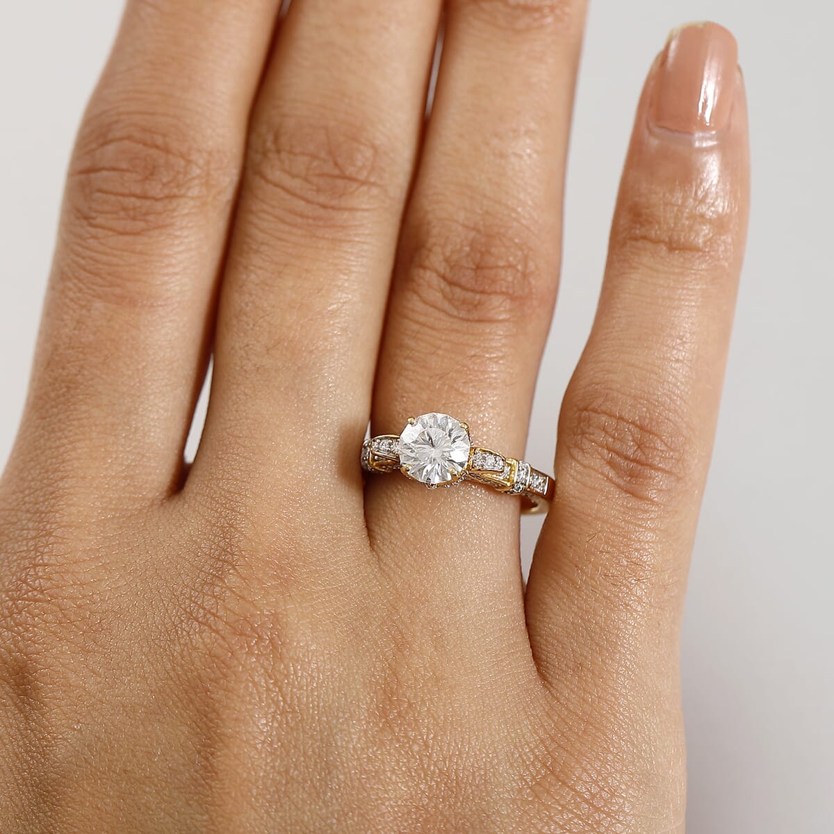 D'Joy Crisantemo Cut Moissanite 1.80 ctw Vine Grace Ring in 18K Vermeil Yellow Gold Over Sterling Silver (Size 7.0)  image number 2