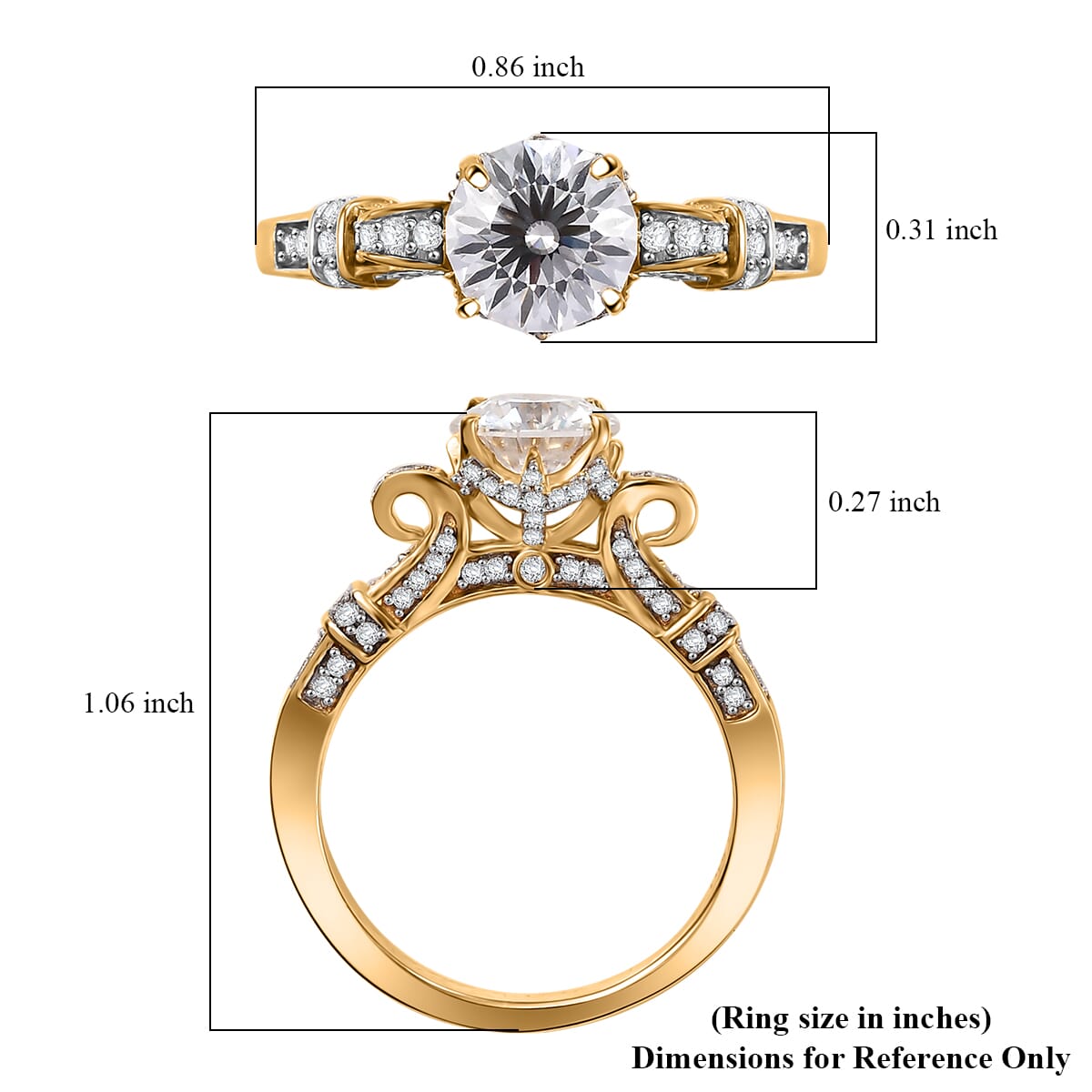 D'Joy Crisantemo Cut Moissanite 1.80 ctw Vine Grace Ring in 18K Vermeil Yellow Gold Over Sterling Silver (Size 7.0)  image number 5