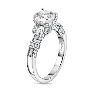 D'Joy Crisantemo Cut Moissanite 1.80 ctw Vine Grace Ring in Rhodium Over Sterling Silver (Size 5.0)