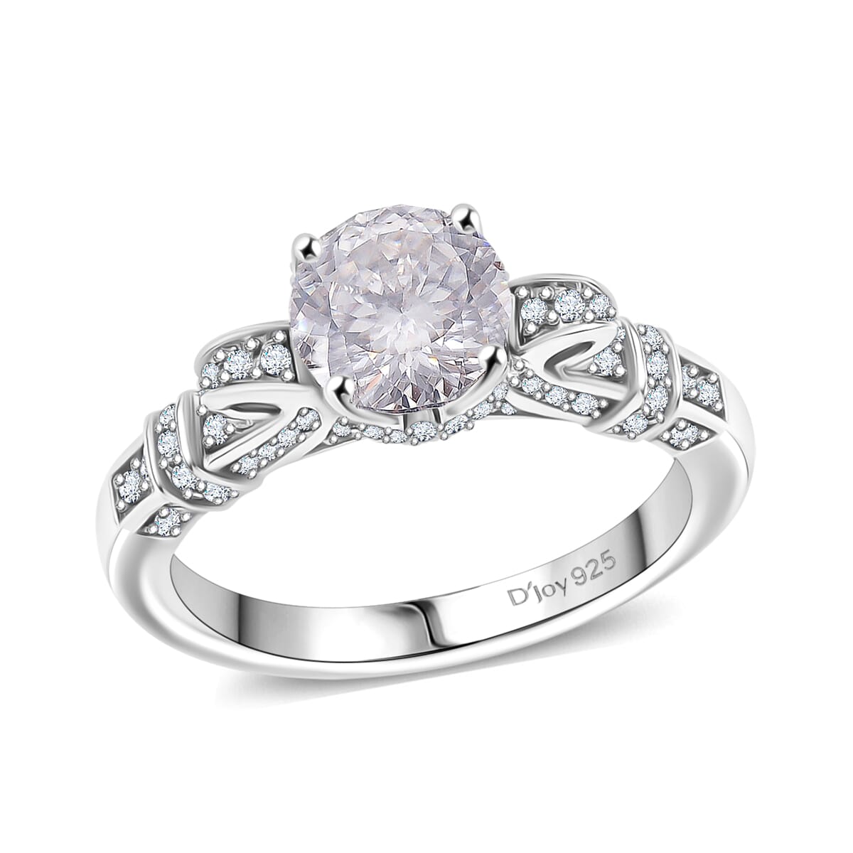 Crisantemo Cut Moissanite 1.80 ctw Vine Grace Ring in Rhodium Over Sterling Silver (Size 8.0) image number 0
