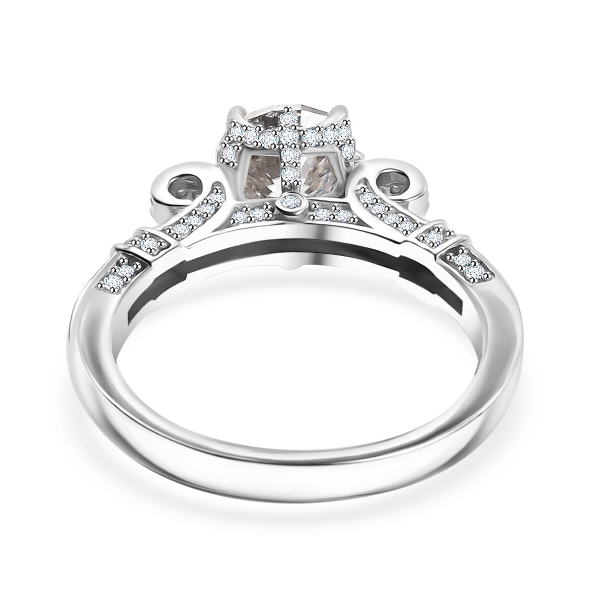 Crisantemo Cut Moissanite 1.80 ctw Vine Grace Ring in Rhodium Over Sterling Silver (Size 9.0) image number 4