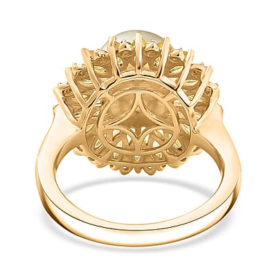 D'Joy South Sea Golden Cultured Pearl and Multi Gemstone 2.00 ctw Dawn to Dusk Ring in 18K Vermeil Yellow Gold Over Sterling Silver (Size 10.0)