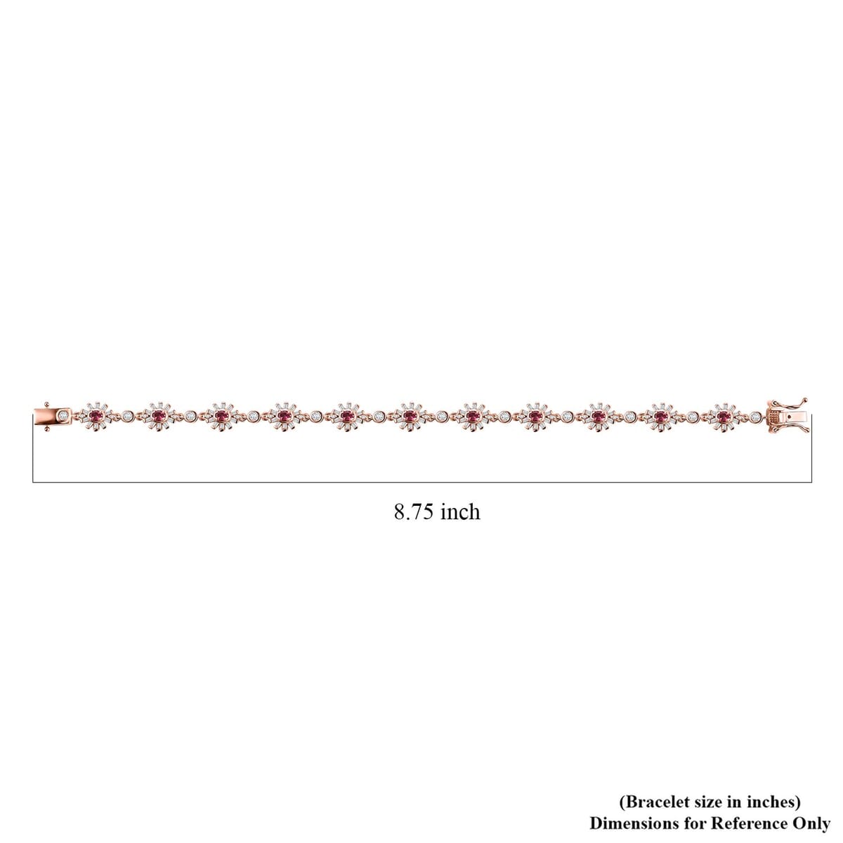 Ouro Fino Rubellite and Moissanite 5.10 ctw Floral Bracelet in 18K Vermeil Rose Gold Over Sterling Silver (8.00 In) image number 4
